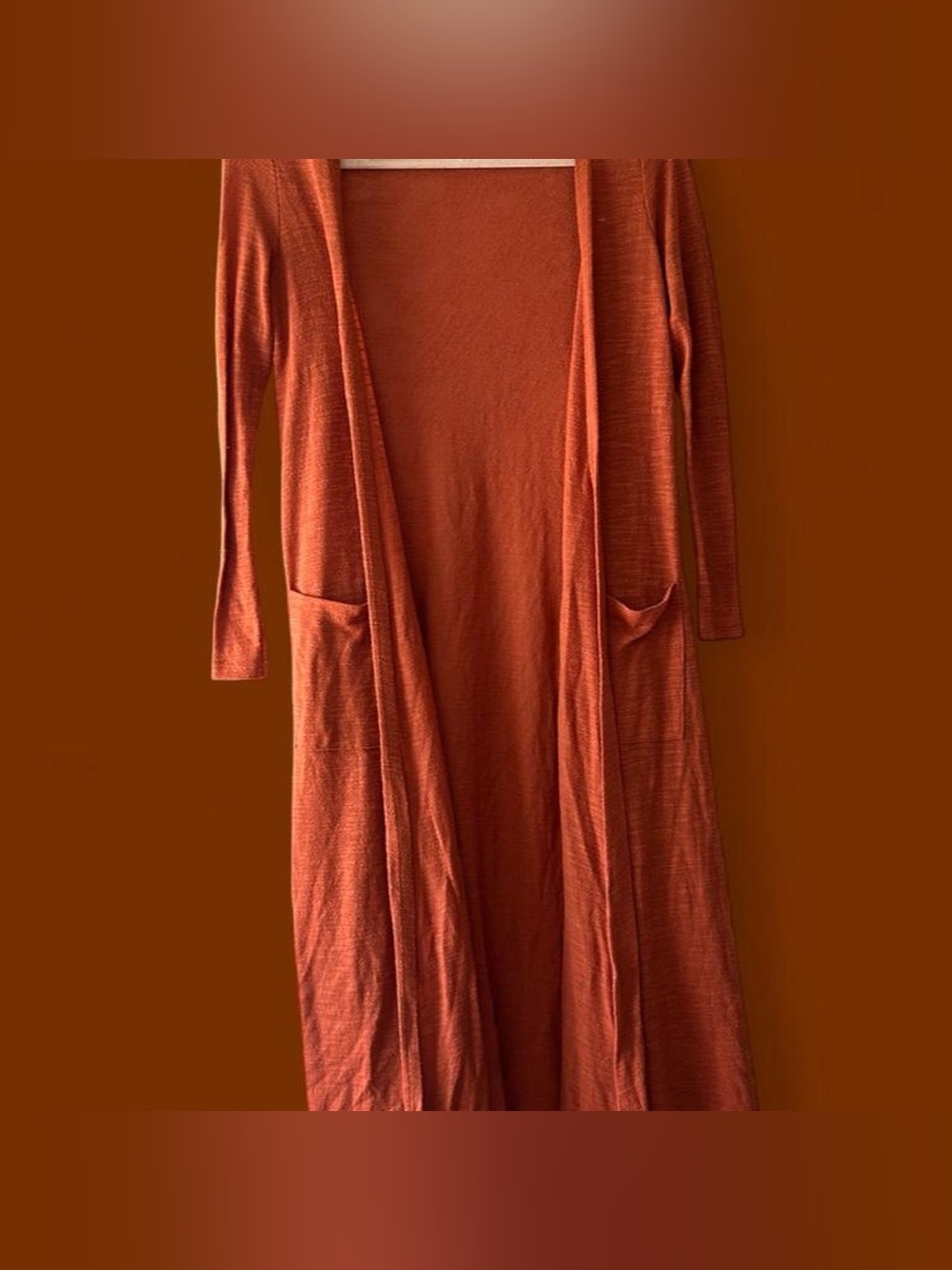 LuLaRoe Long Open-Front Cardigan in Rust Orange